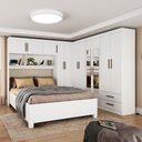 Ver imagem 1 de Guarda-roupa Casal Modulado com Cama Hércules 11 Portas 6 Gavetas com Espelho Branco - Carioca Móvei