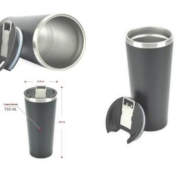Copo Térmico Interno Inox Grande 730ml Com Abridor Preto Uny Home - 2