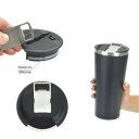 Ver imagem 1 de Copo Térmico Interno Inox Grande 730ml Com Abridor Preto Uny Home