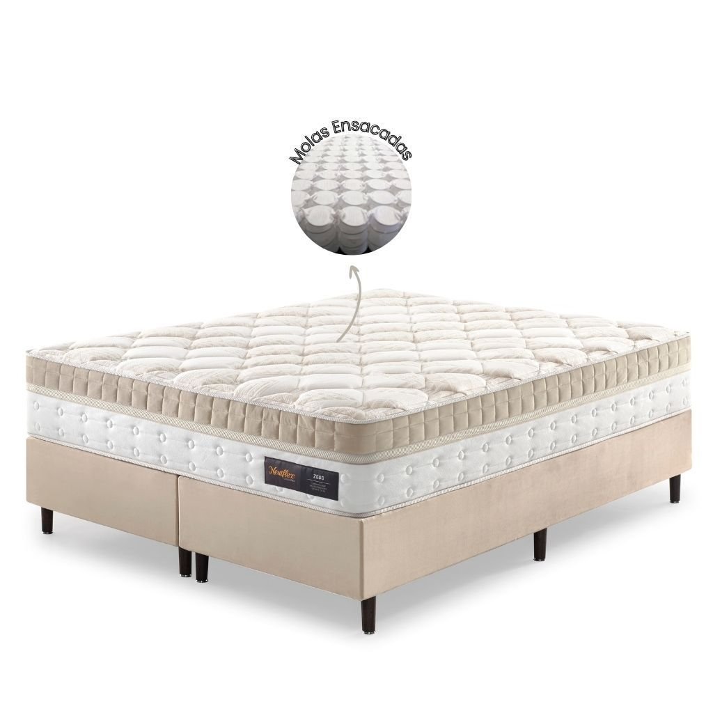 Cama Box Colchão Queen Size com Molas Ensacadas Zeus 158x198x70cm