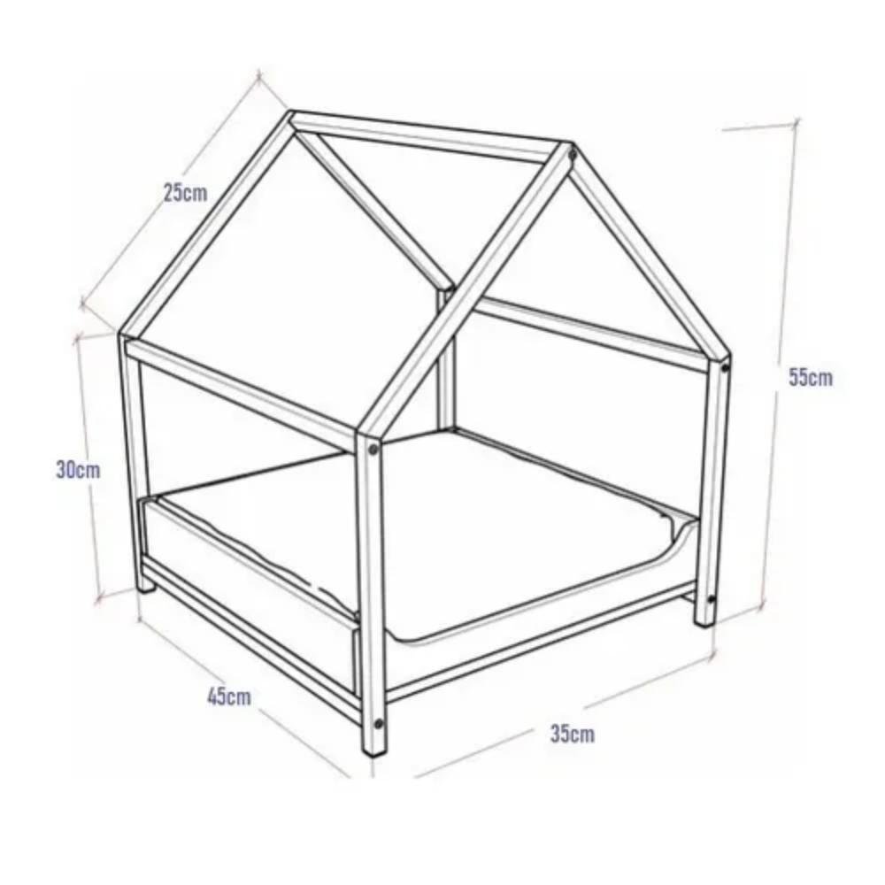 Casinha Pet Cama Casa Cachorro Cães Gato Porte Pequeno Proteção Confortável Marrom Madeira - 4