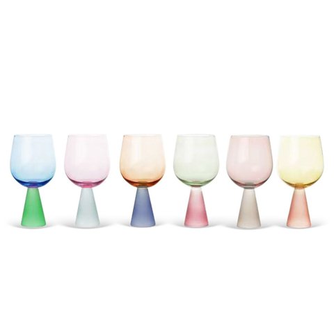 Conjunto 6 Taças de Vidro Coloridos 550ml 18cm Jl0110 Btc