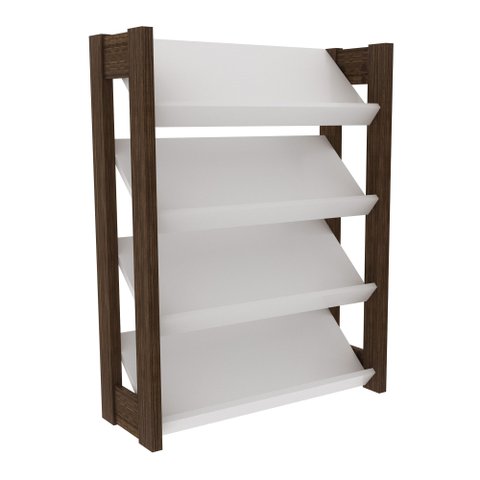 Sapateira Baixa Branco/nogal Tecnomobili Az1025 Cor: Branco/nogal