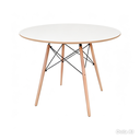 Ver imagem 4 de Mesa de Jantar Eiffel Redonda 90cm Branca com Pés de Madeira; Design Moderno para Cozinha e Sala