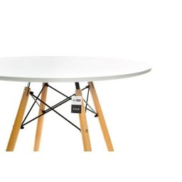 Mesa de Jantar Eiffel Redonda 90cm Branca com Pés de Madeira; Design Moderno para Cozinha e Sala - 2 Mesa de Jantar Eiffel Redonda 90cm Branca com Pés de Madeira; Design Moderno para Cozinha e Sala - 2