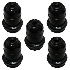 Kit 5 Soquete E-27 Abajur Plastico Preto