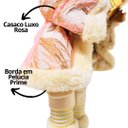 Ver imagem 6 de Jogo Bonecos Coral Natalino Decorativo Musical À Corda Rosa e Creme Luxo 42cm - Noel Decor