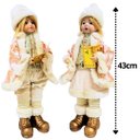 Ver imagem 7 de Jogo Bonecos Coral Natalino Decorativo Musical À Corda Rosa e Creme Luxo 42cm - Noel Decor