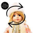 Ver imagem 3 de Jogo Bonecos Coral Natalino Decorativo Musical À Corda Rosa e Creme Luxo 42cm - Noel Decor