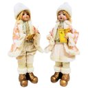 Ver imagem 1 de Jogo Bonecos Coral Natalino Decorativo Musical À Corda Rosa e Creme Luxo 42cm - Noel Decor