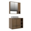 Ver imagem 1 de Conjunto para Banheiro Modulado 802 com Cuba e Espelheira 80cm Prime Yescasa Marrom/Noce