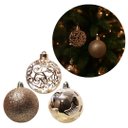 Ver imagem 5 de Kit 9 Bolas de Natal Champanhe Luxo 6cm Mistas com Glitter, Estrela, Arabesco e Vazado