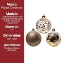 Ver imagem 6 de Kit 9 Bolas de Natal Champanhe Luxo 6cm Mistas com Glitter, Estrela, Arabesco e Vazado