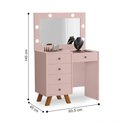 Ver imagem 2 de Penteadeira Domus Bella 5 Gavetas com Espelho LED MDF Rosa Luapa Móveis