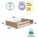 Ver imagem 4 de Cama Casal Montessoriana 145cm X 194cm para Quarto Infantil Cor:aveiro Oak com Branco