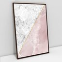 Ver imagem 2 de Quadro Decorativo em Canvas Geométrico Mármore Branco e Rosa TaColado Moldura Madeira 60 x 40cm