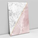 Ver imagem 1 de Quadro Decorativo em Canvas Geométrico Mármore Branco e Rosa TaColado Moldura Madeira 60 x 40cm