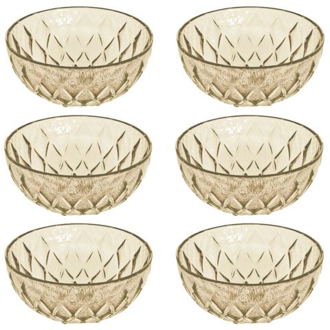 Tigela de Plástico para Sobremesa 310ml Cristal Glamour Âmbar com 6 Unidades Plasutil Ref.15011