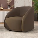 Ver imagem 2 de Poltrona Decorativa Jenny Base Giratória em Metal Preto Veludo Marrom G45 - Gran Belo
