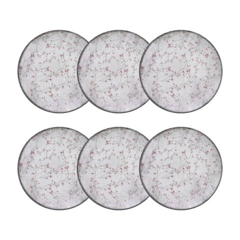 Conjunto 6 Pratos Sobremesa 19cm Porcelana Floralis Tramontina
