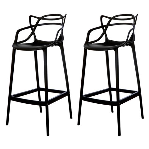 Kit 2 Banquetas Allegra Preta Polipropileno Cozinha Bistrô Bancada