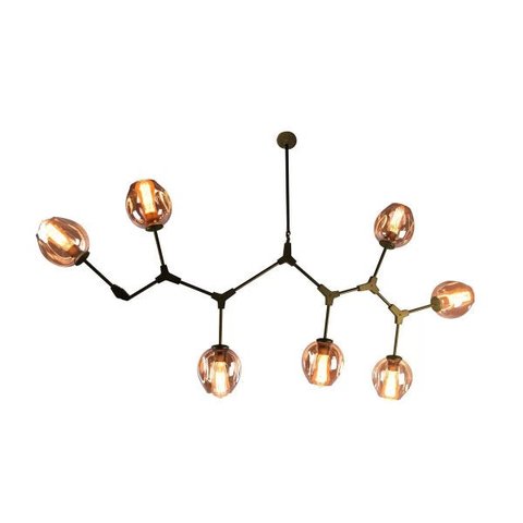 Pendente Orbe 140x140x75Cm 7Xe27 Bivolt Dourado e champanhe