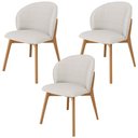 Ver imagem 2 de Kit 03 Cadeiras de Jantar e Estar Living Estofada Mia L02 Bouclê Cru - Lyam Decor