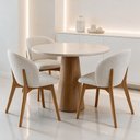 Ver imagem 1 de Kit 03 Cadeiras de Jantar e Estar Living Estofada Mia L02 Bouclê Cru - Lyam Decor