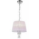 Ver imagem 1 de Lustre BARCELONA 3L E27 Base e estrutura em aço com banho cromo - Cúpula em fitas de seda branca