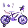 Bicicleta Infantil Aro 16 Roxa Branca Kit Lilás com Cadeirinha Para Boneca - 1