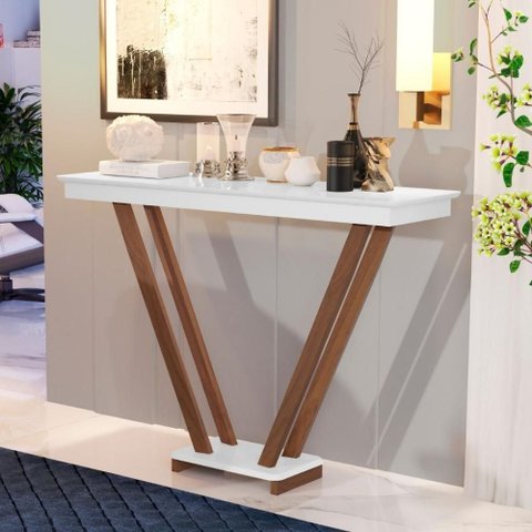 Aparador Supreme Pés Eucalipto Macico MDF 113cm Branco Mais de Casa