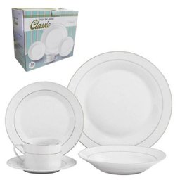 Jogo de Jantar 20 Peças Pratos Porcelana Linha Fina Xícara Cozinha Jantar (Dmp4221) - 4