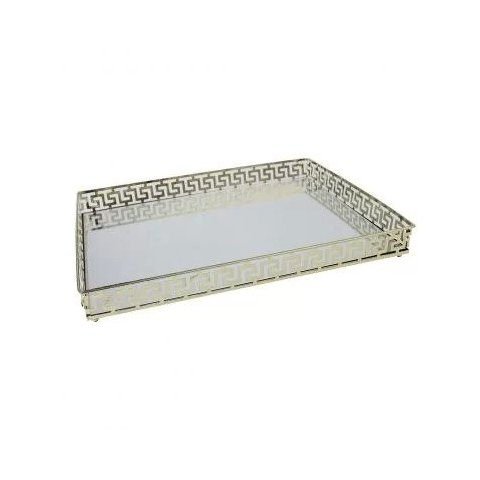 BANDEJA ESPELHADA DE METAL COBRE40CM X 30CM X 5CM