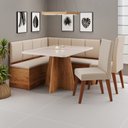 Ver imagem 1 de Conjunto Canto Alemão com Baú Mesa 120x77,8cm Tampo com Vidro e 2 Cadeiras Milão Bronze/Mel/Off Whit