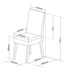 Conjunto Canto Alemão com Baú Mesa 120x77,8cm Tampo com Vidro e 2 Cadeiras Milão - 4