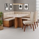 Ver imagem 1 de Conjunto Canto Alemão com Baú Mesa 120x77,8cm Tampo com Vidro e 2 Cadeiras Milão