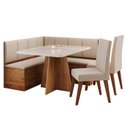 Ver imagem 2 de Conjunto Canto Alemão com Baú Mesa 120x77,8cm Tampo com Vidro e 2 Cadeiras Milão