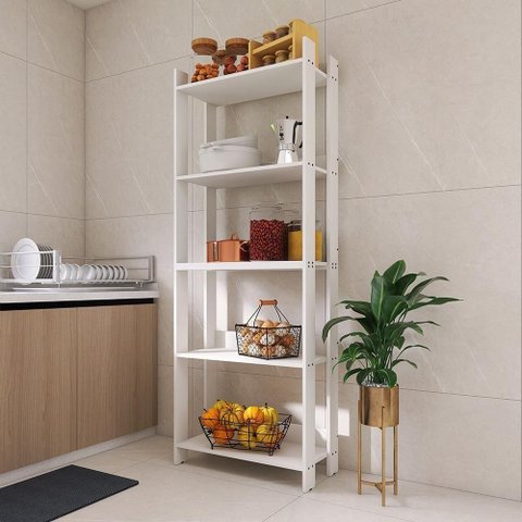Armario Multiuso Organizador para Cozinha com Prateleiras Branco Branco
