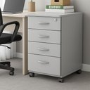 Ver imagem 2 de Gaveteiro Móvel de Escritorio com 4 Gavetas Rodinhas e Chave Volante Cinza