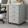 Gaveteiro Móvel de Escritorio com 4 Gavetas Rodinhas e Chave Volante Cinza - 2