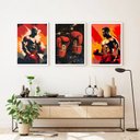 Ver imagem 2 de Kit 3 Quadros Decorativos Artes Boxe 24x18cm - com Vidro:moldura Preta