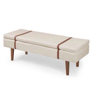 Recamier Calçadeira Casal Banco Estofado 140 Erastos Cor:linho Prime Cru