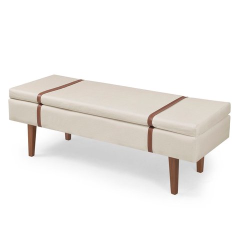 Recamier Calçadeira Casal Banco Estofado 140 Erastos Cor:linho Prime Cru