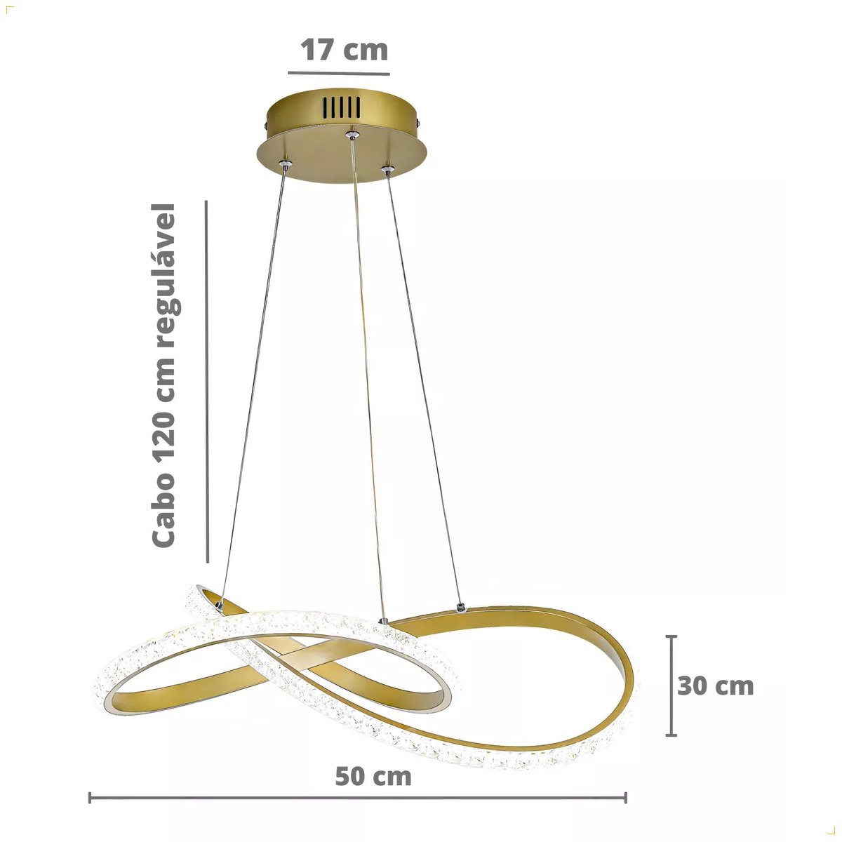 Pendente Luminária Led 36w 3 Tonalidades Dourado Lp302d - 2