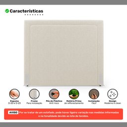 Cabeceira Cama Box Casal Padrão Alba 140cm com Frame Bouclé Bege - Desk Design - 6