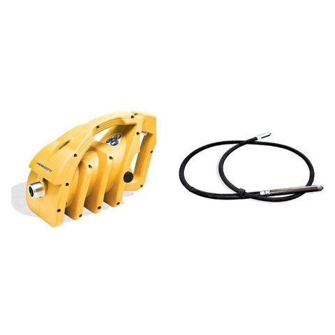 Corpo Vibrador Imersão Alta Rotação 110V com Mangote Ponteira 45mm x 3,0m Menegotti Amarelo/Preto