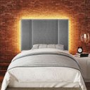 Ver imagem 2 de Cabeceira Estofada Iluminação Led Cama Box Solteiro 90 Cm:linho Cinza