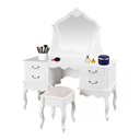 Ver imagem 2 de Conjunto de Penteadeira e Banqueta Clássica com Pés Luiz Xv - Branco Laca
