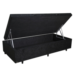 Cama Box Baú Solteiro 78 X 188 - Suede Preto