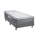 Ver imagem 1 de Cama Box Solteiro: Colchão Molas Bonnel Luckspuma Trade + Base CRC Suede Cinza(88x188)